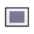Nautical Navy Blue and White Rough Stripes Pattern Framed Art Print Gallery Image 5