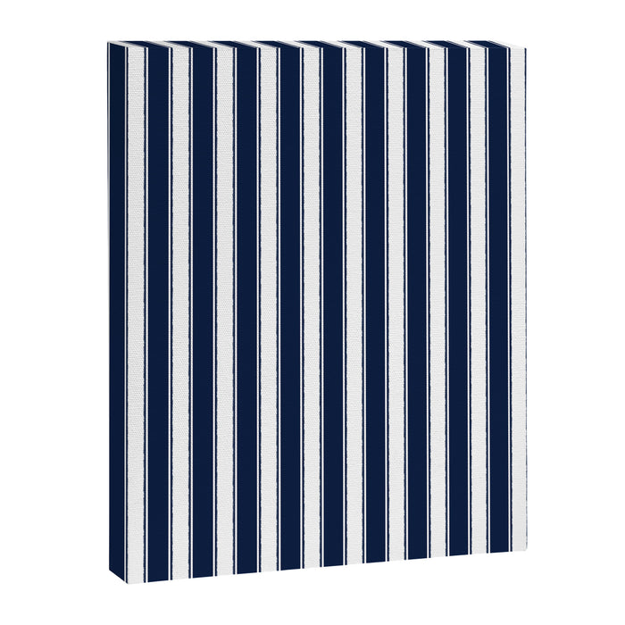 Nautical Navy Blue and White Rough Stripes Vertical Pattern Canvas Print Gallery Image 1
