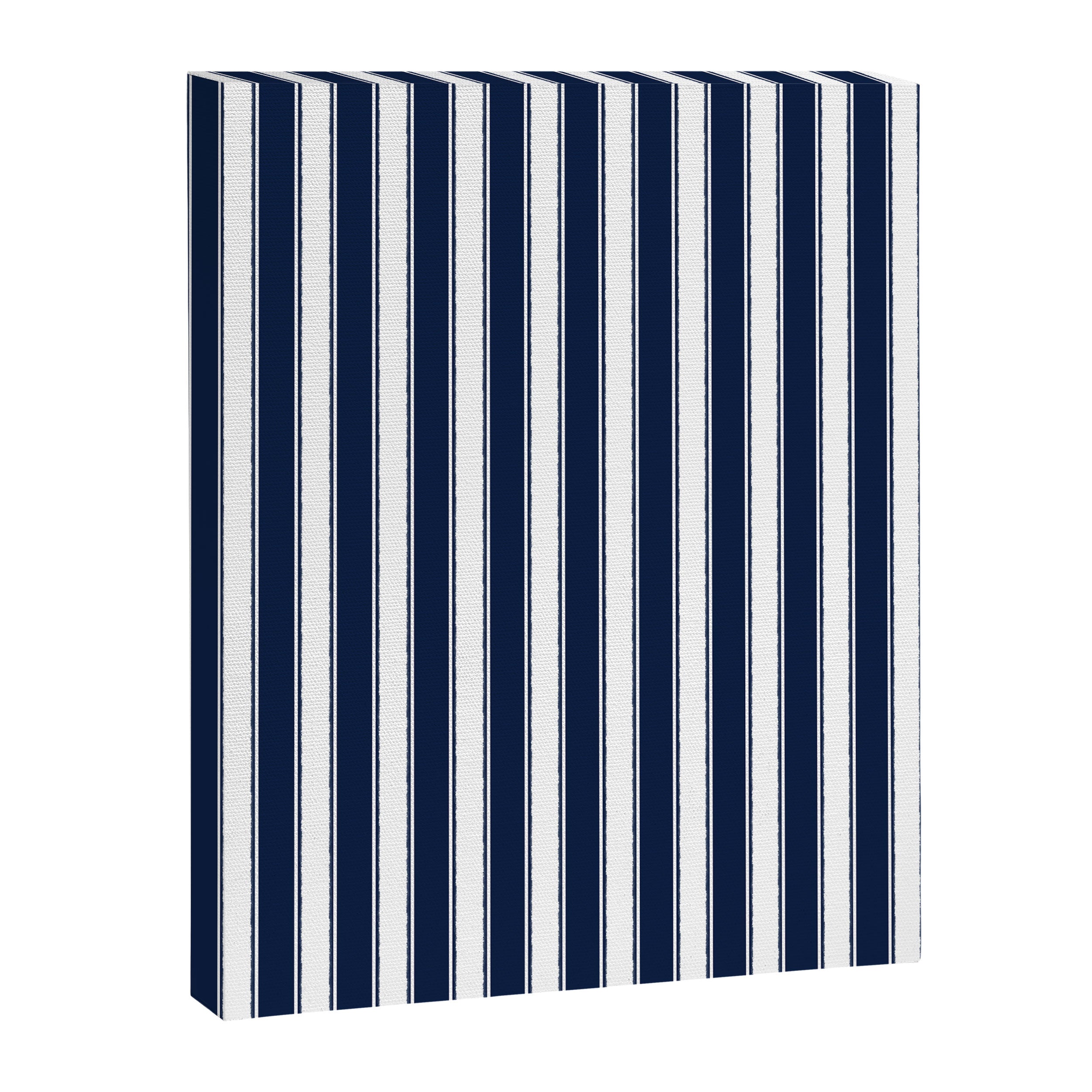 Nautical Navy Blue and White Rough Stripes Vertical Pattern Canvas Print Gallery Image 6