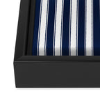 Nautical Navy Blue and White Rough Stripes Vertical Pattern Framed Canvas Print Gallery Image 3