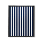 Nautical Navy Blue and White Rough Stripes Vertical Pattern Framed Canvas Print Gallery Image 6