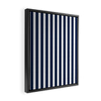 Nautical Navy Blue and White Rough Stripes Vertical Pattern Framed Canvas Print Gallery Image 2