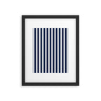 Nautical Navy Blue and White Rough Stripes Vertical Pattern Framed Art Print Gallery Image 5