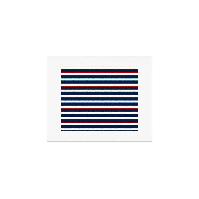 Nautical Navy Blue Red White Rough Stripes Pattern Art Print Gallery Image 1