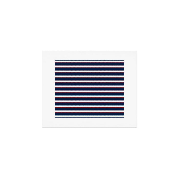 Nautical Navy Blue Red White Rough Stripes Pattern Art Print Gallery Image 1