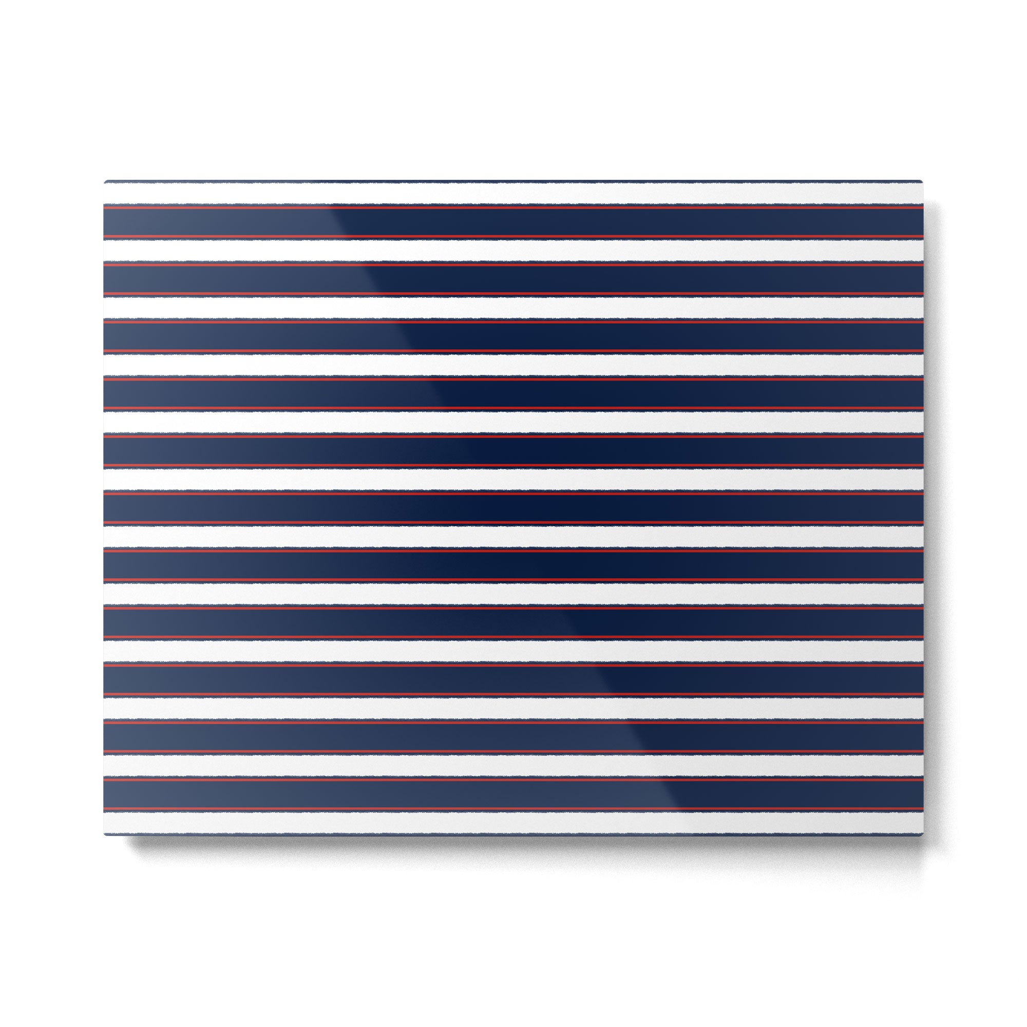 Nautical Navy Blue Red White Rough Stripes Pattern Metal Print Gallery Image 4