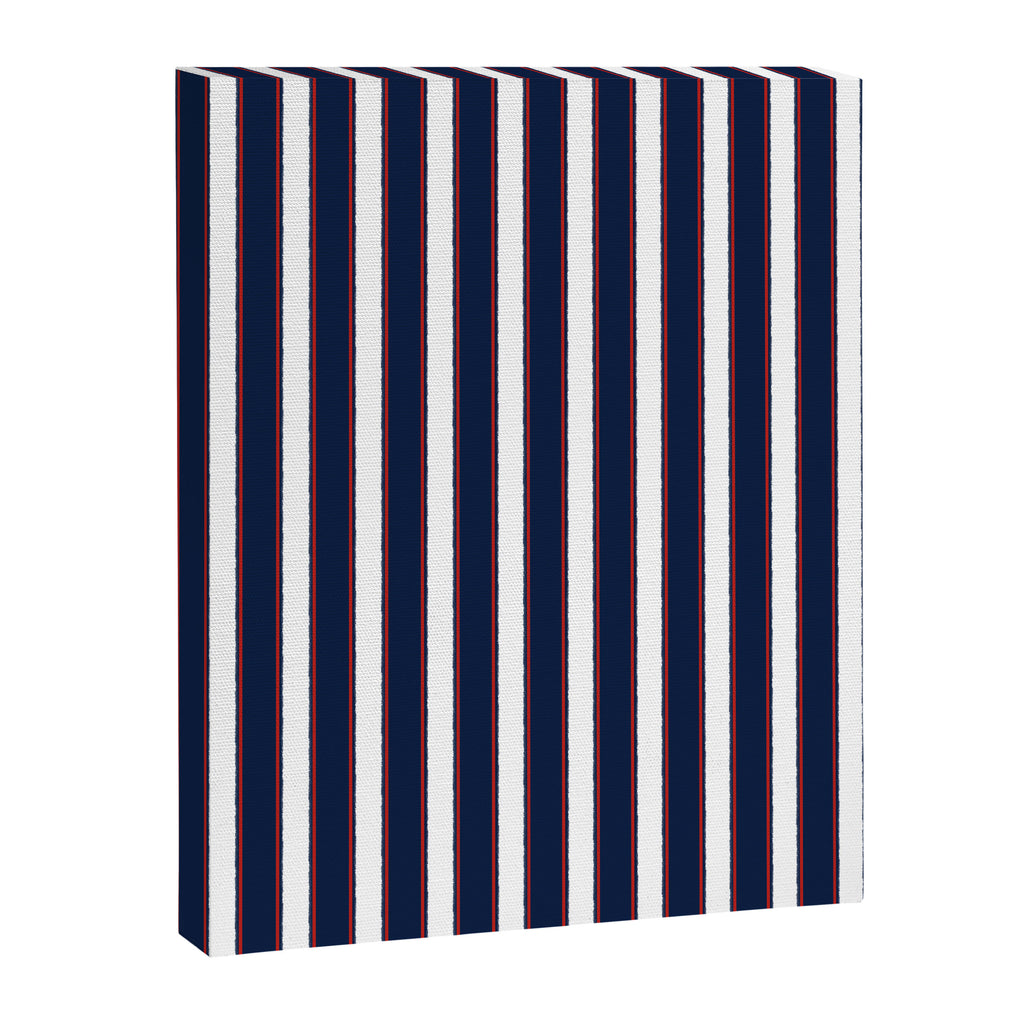Nautical Navy Blue Red White Rough Stripes Vertical Pattern Canvas Print Gallery Image 6