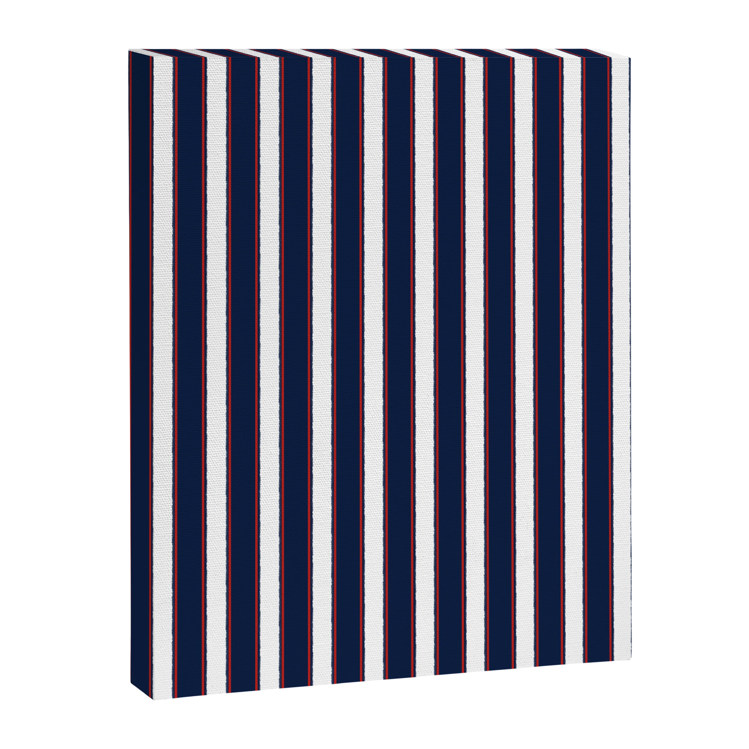 Nautical Navy Blue Red White Rough Stripes Vertical Pattern Canvas Print Gallery Image 6