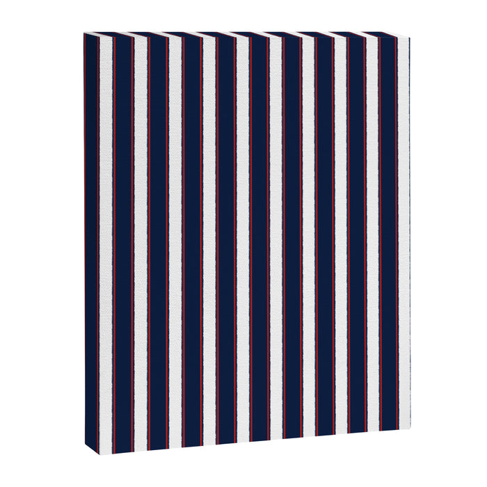 Nautical Navy Blue Red White Rough Stripes Vertical Pattern Canvas Print Gallery Image 1