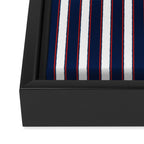 Nautical Navy Blue Red White Rough Stripes Vertical Pattern Framed Canvas Print Gallery Image 3