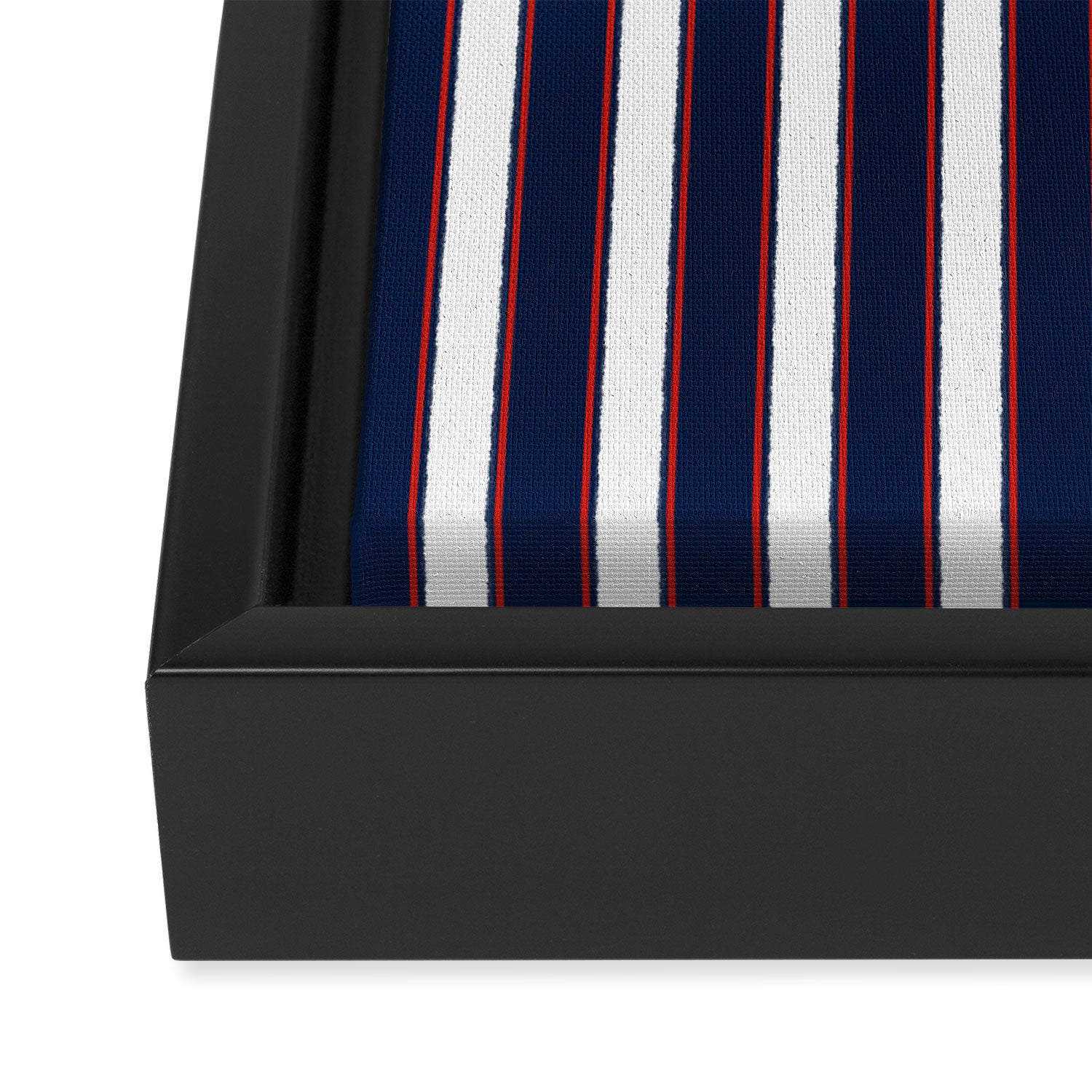 Nautical Navy Blue Red White Rough Stripes Vertical Pattern Framed Canvas Print Gallery Image 3