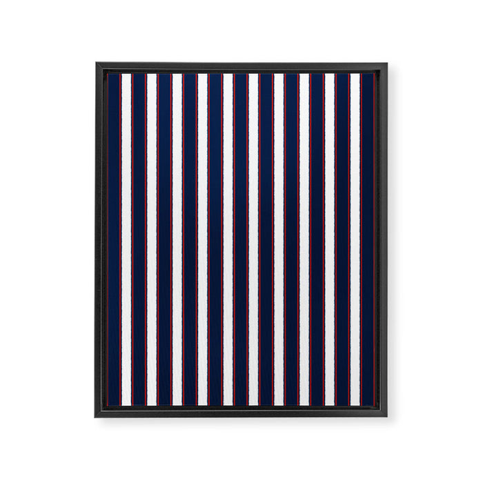 Nautical Navy Blue Red White Rough Stripes Vertical Pattern Framed Canvas Print Gallery Image 1