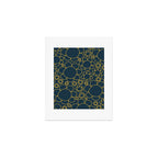 Navy Blue and Mustard Doodle Flowers Retro Floral Pattern Art Print Gallery Image 1
