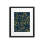 Navy Blue and Mustard Doodle Flowers Retro Floral Pattern Framed Art Print Gallery Image 6