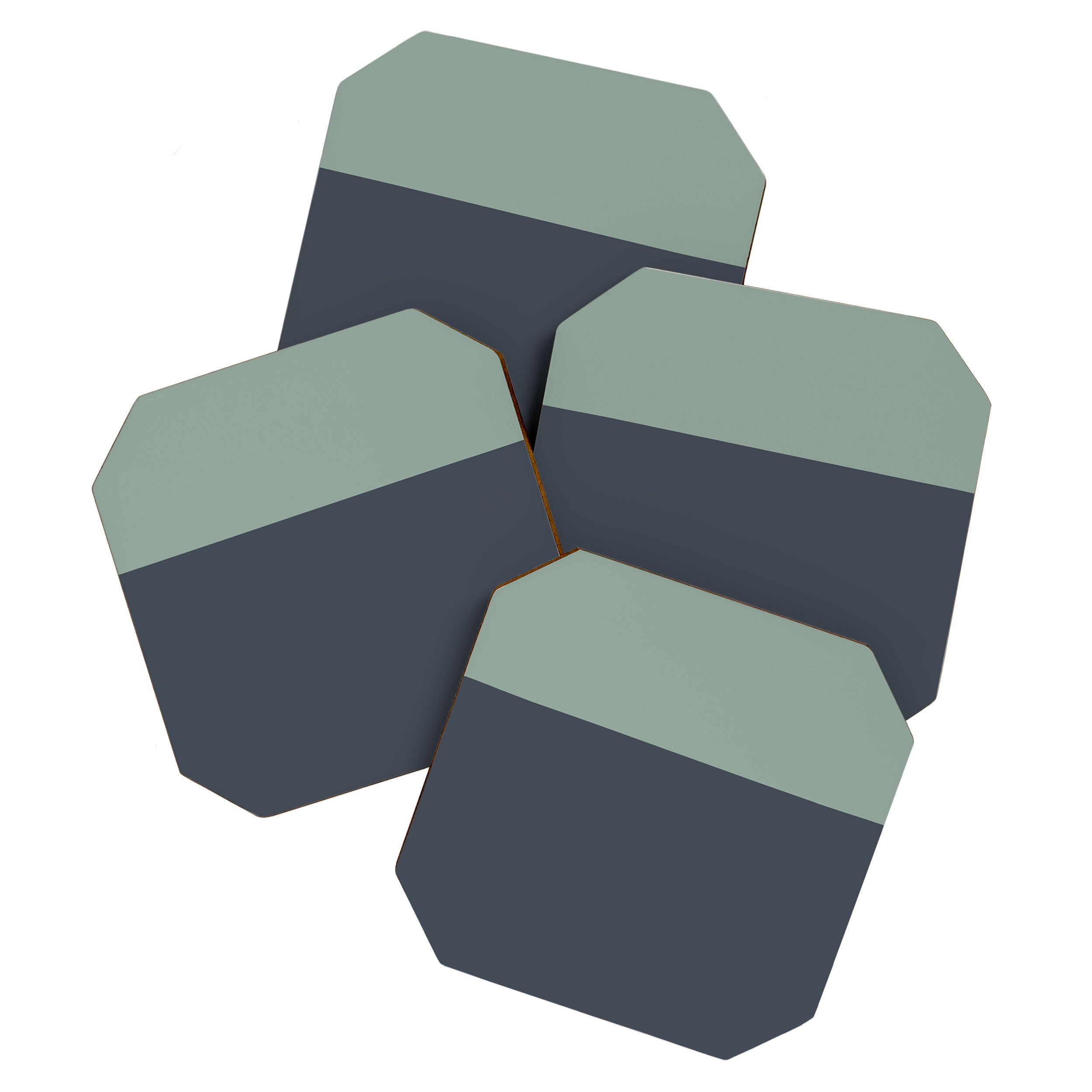 Navy Gray Blue Green Celadon Sage Minimalist Solid Stripe Color Block Pattern Coaster Gallery Image 1