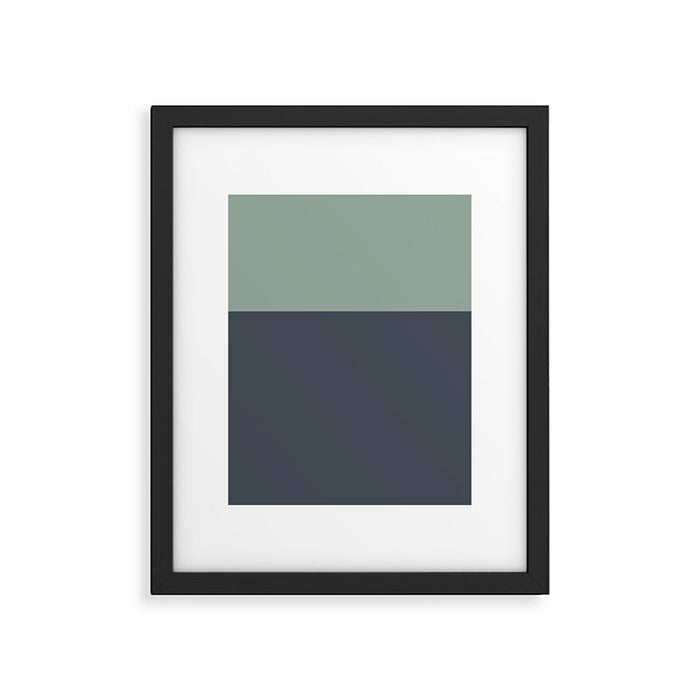 Navy Gray Blue Green Celadon Sage Minimalist Solid Stripe Color Block Pattern Framed Art Print Gallery Image 1