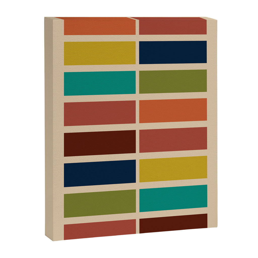 Nelson Blocks II - Midcentury Modern Geometric in Mid Century Mod Mustard, Olive, Teal, Orange, Beige Canvas Print Gallery Image 6