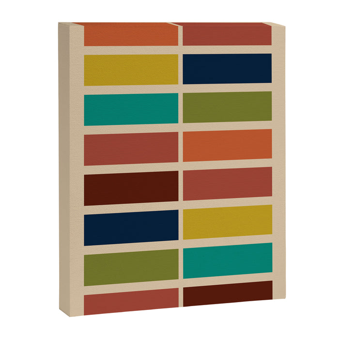 Nelson Blocks II - Midcentury Modern Geometric in Mid Century Mod Mustard, Olive, Teal, Orange, Beige Canvas Print Gallery Image 1