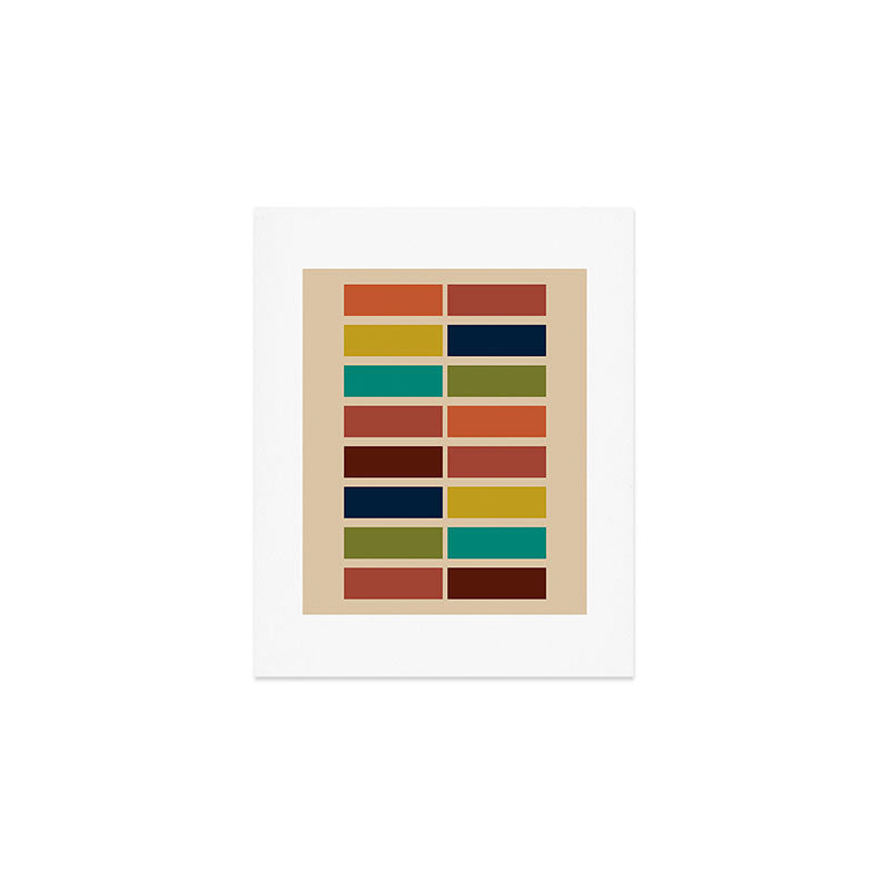 Nelson Blocks II - Midcentury Modern Geometric in Mid Century Mod Mustard, Olive, Teal, Orange, Beige Art Print Gallery Image 1