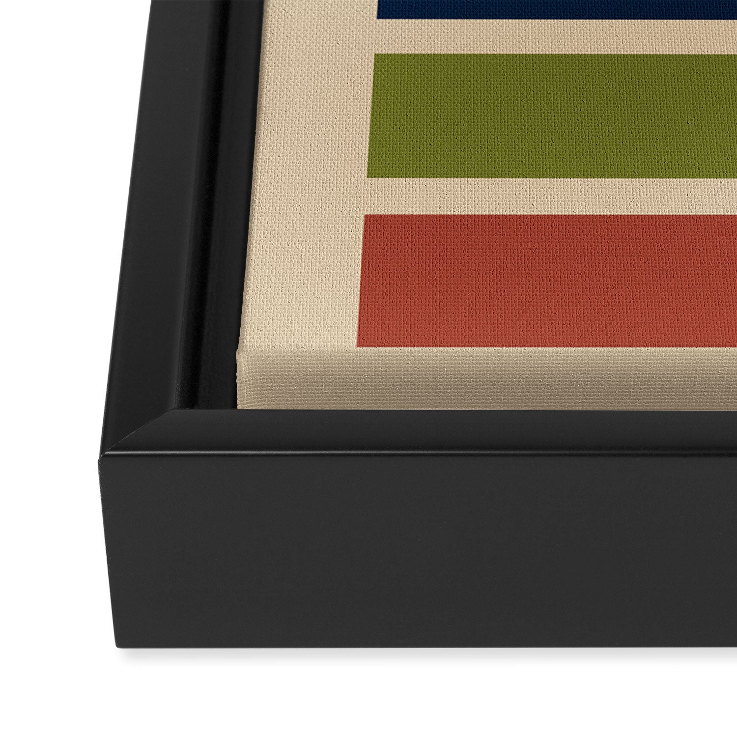 Nelson Blocks II - Midcentury Modern Geometric in Mid Century Mod Mustard, Olive, Teal, Orange, Beige Framed Canvas Print Gallery Image 3