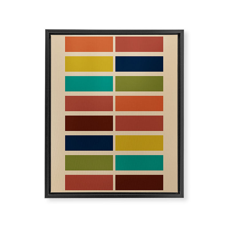 Nelson Blocks II - Midcentury Modern Geometric in Mid Century Mod Mustard, Olive, Teal, Orange, Beige Framed Canvas Print Gallery Image 6