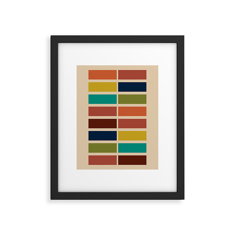 Nelson Blocks II - Midcentury Modern Geometric in Mid Century Mod Mustard, Olive, Teal, Orange, Beige Framed Art Print Gallery Image 5