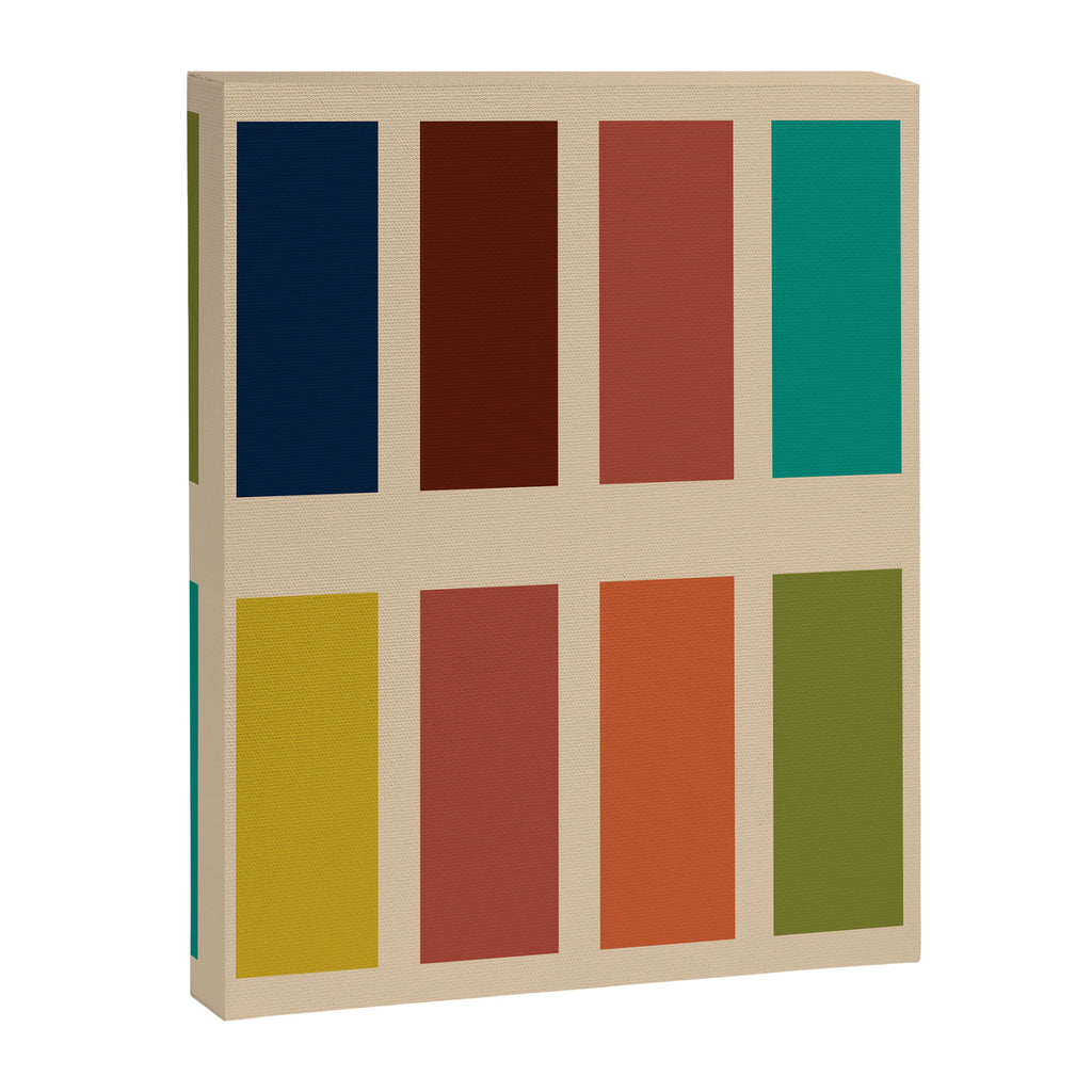 Nelson Blocks II Mid-century Modern Geometric Minimalism in Mid Century Mod Mustard, Olive, Teal, Orange, and Beige Canvas Print Gallery Image 6