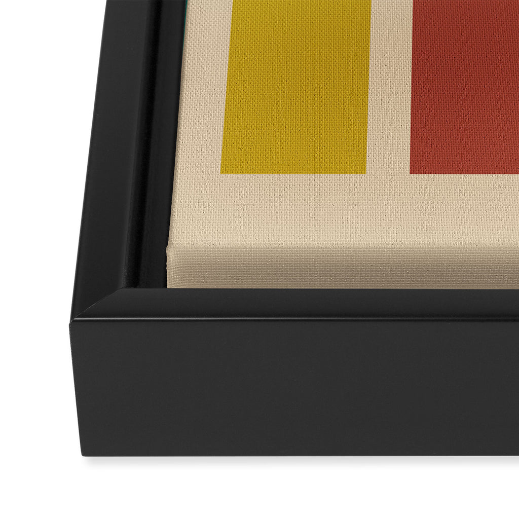 Nelson Blocks II Mid-century Modern Geometric Minimalism in Mid Century Mod Mustard, Olive, Teal, Orange, and Beige Framed Canvas Print Gallery Image 3