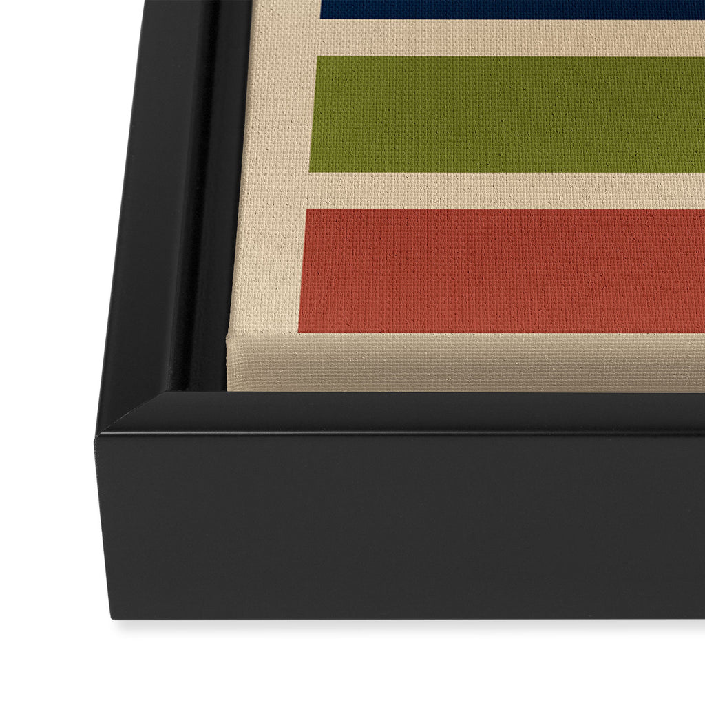Nelson Blocks - Midcentury Modern Geometric in Mid Century Mod Mustard, Olive, Teal, Orange, Beige Framed Canvas Print Gallery Image 3
