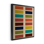 Nelson Blocks - Midcentury Modern Geometric in Mid Century Mod Mustard, Olive, Teal, Orange, Beige Framed Canvas Print Gallery Image 2