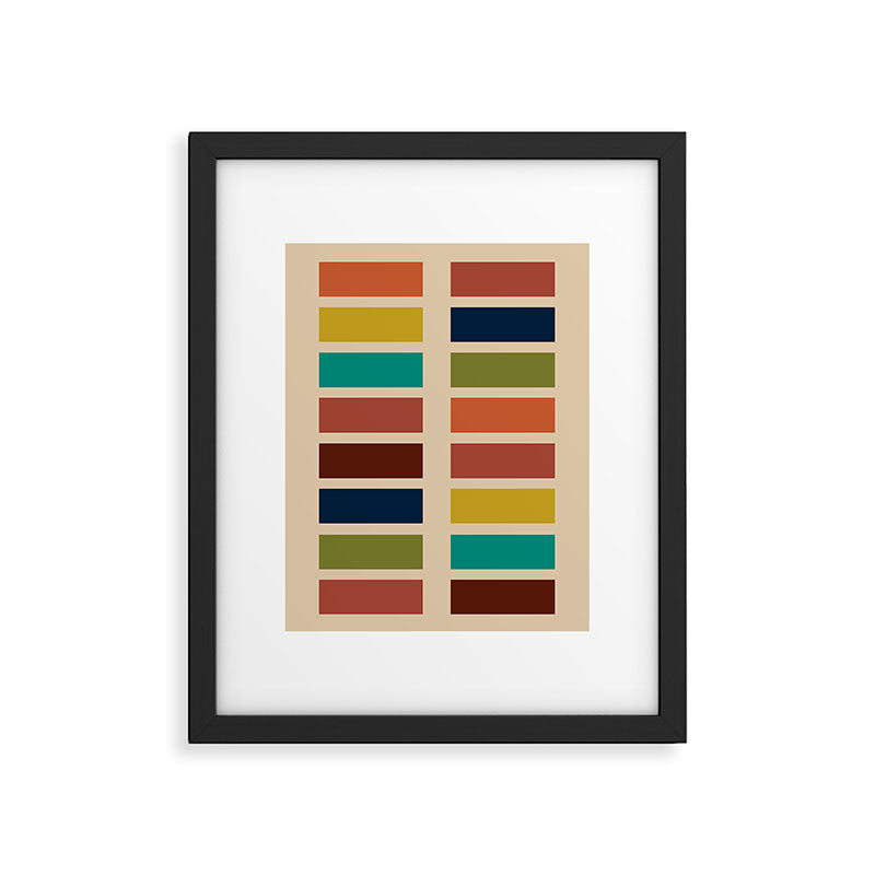 Nelson Blocks - Midcentury Modern Geometric in Mid Century Mod Mustard, Olive, Teal, Orange, Beige Framed Art Print Gallery Image 5