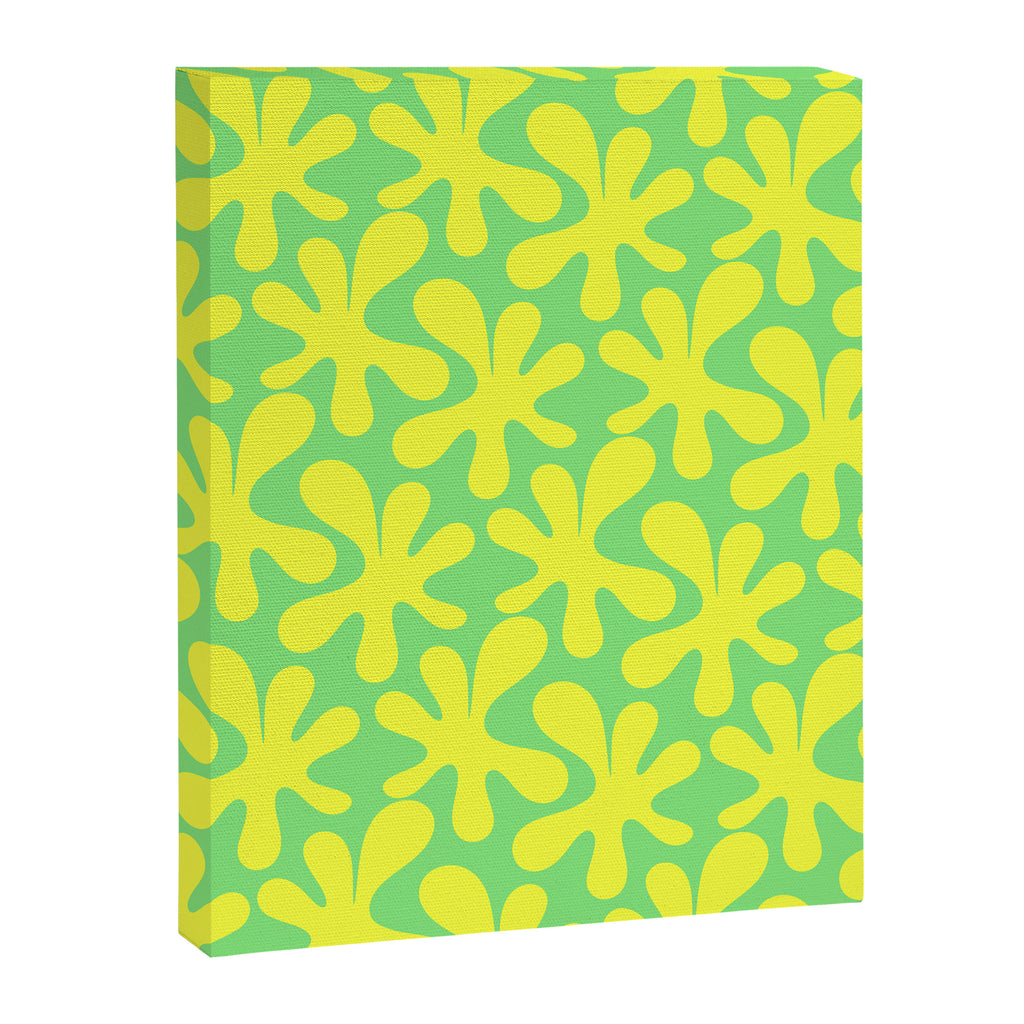 Neon Yellow and Lime Green Amoeba Dance Vivid Retro Modern Pattern Canvas Print Gallery Image 6