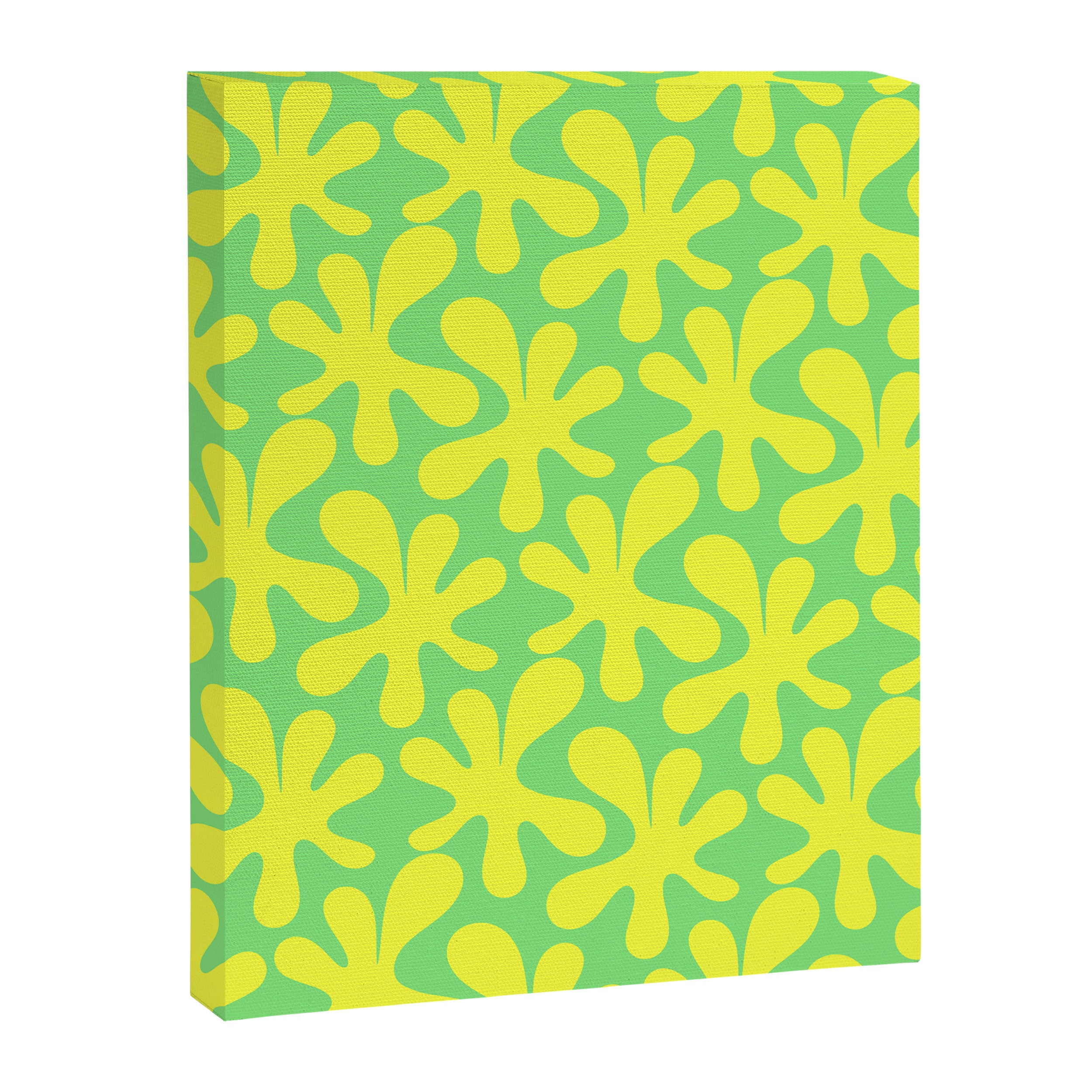 Neon Yellow and Lime Green Amoeba Dance Vivid Retro Modern Pattern Canvas Print Gallery Image 6