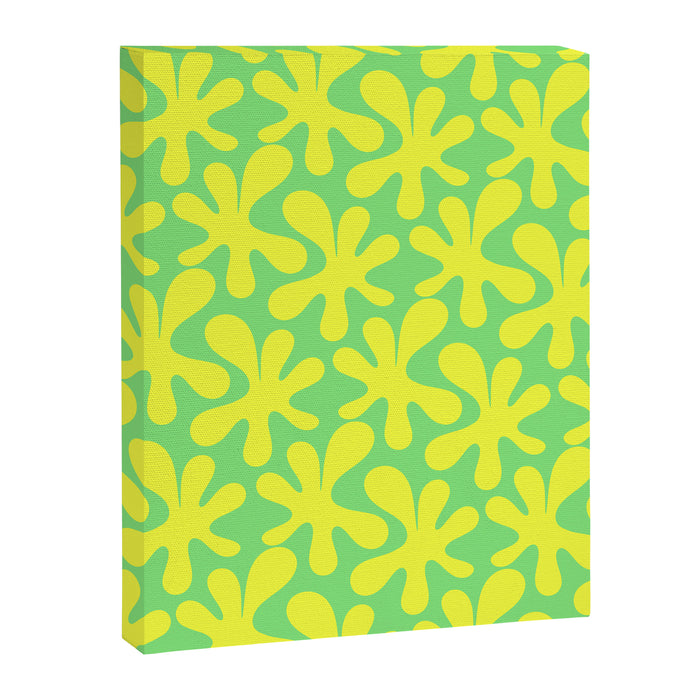 Neon Yellow and Lime Green Amoeba Dance Vivid Retro Modern Pattern Canvas Print Gallery Image 1