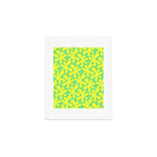 Neon Yellow and Lime Green Amoeba Dance Vivid Retro Modern Pattern Art Print Gallery Image 1