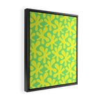 Neon Yellow and Lime Green Amoeba Dance Vivid Retro Modern Pattern Framed Canvas Print Gallery Image 2