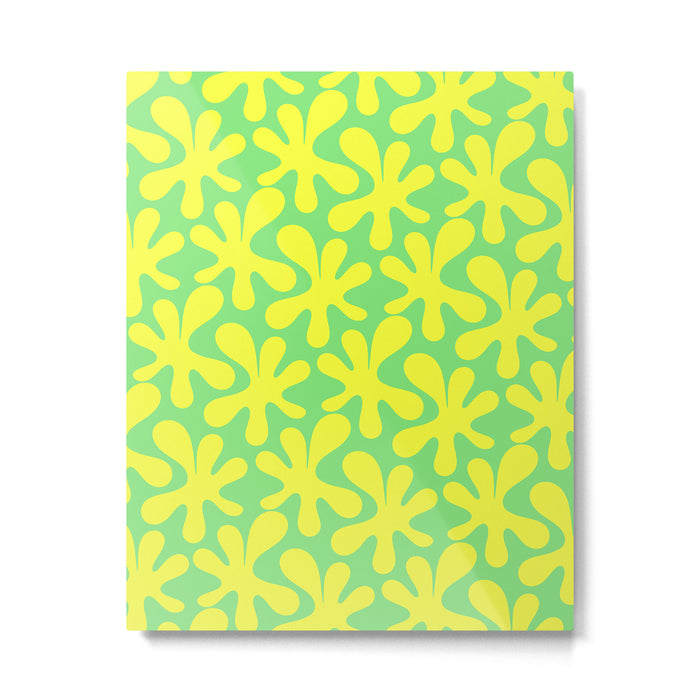 Neon Yellow and Lime Green Amoeba Dance Vivid Retro Modern Pattern Metal Print Gallery Image 1