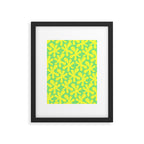 Neon Yellow and Lime Green Amoeba Dance Vivid Retro Modern Pattern Framed Art Print Gallery Image 5