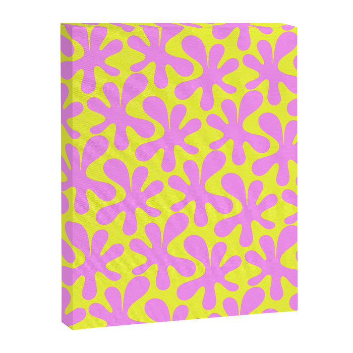 Neon Yellow and Pink Amoeba Dance Vivid Retro Modern Pattern Canvas Print Gallery Image 1