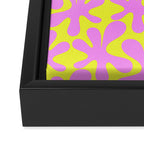 Neon Yellow and Pink Amoeba Dance Vivid Retro Modern Pattern Framed Canvas Print Gallery Image 3