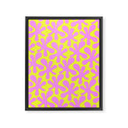 Neon Yellow and Pink Amoeba Dance Vivid Retro Modern Pattern Framed Canvas Print Gallery Image 6