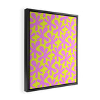 Neon Yellow and Pink Amoeba Dance Vivid Retro Modern Pattern Framed Canvas Print Gallery Image 2