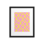 Neon Yellow and Pink Amoeba Dance Vivid Retro Modern Pattern Framed Art Print Gallery Image 5