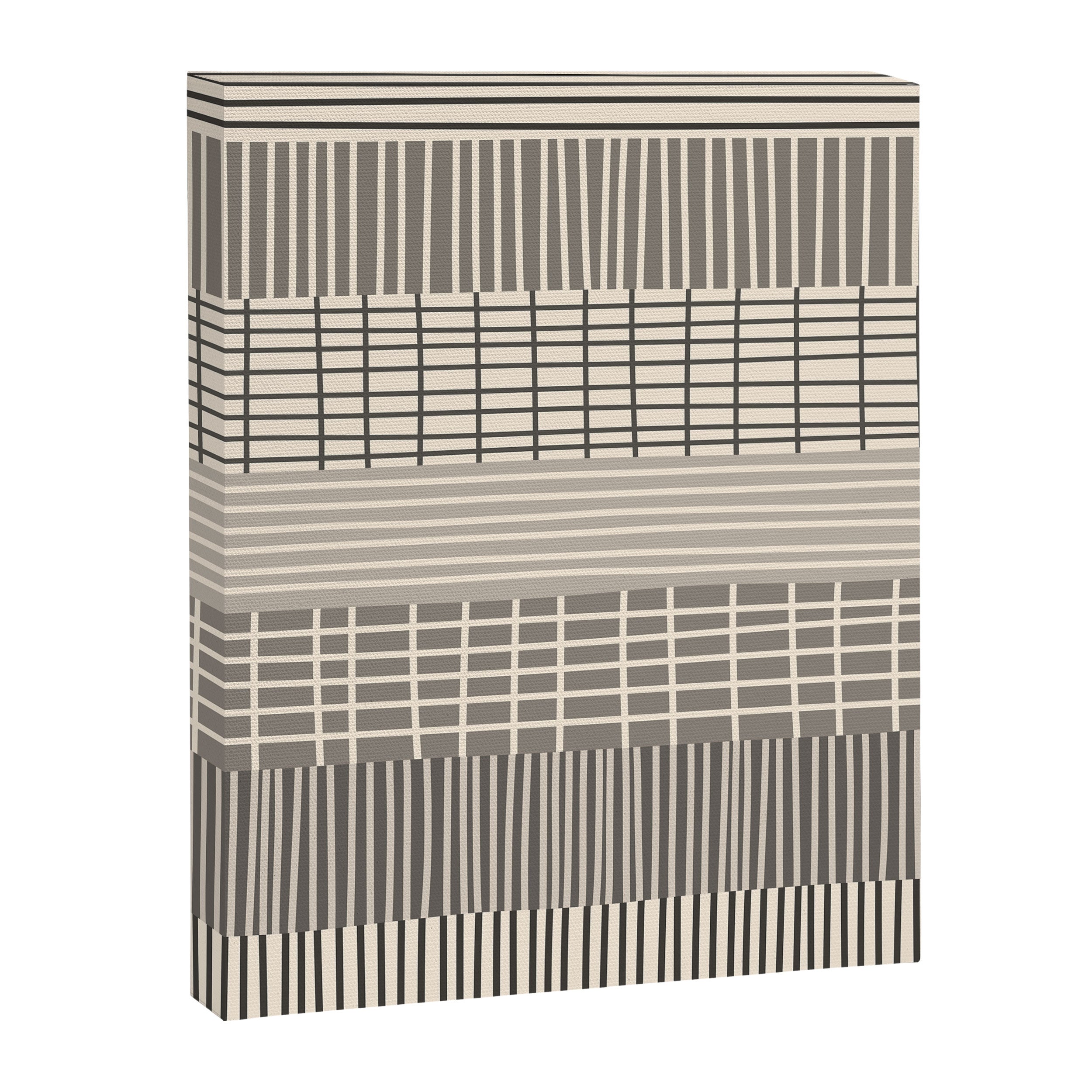 Neutral Finnish Patchwork Stripe Pattern Canvas Print Gallery Image 6