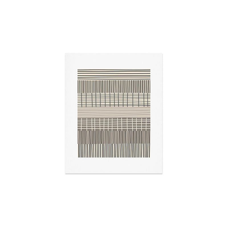 Neutral Finnish Patchwork Stripe Pattern Art Print Gallery Image 1