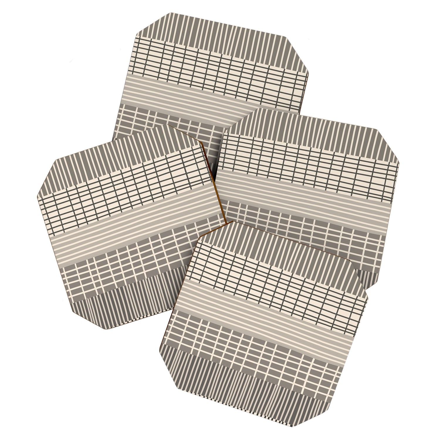 Neutral Finnish Patchwork Stripe Pattern Coaster Gallery Image 1