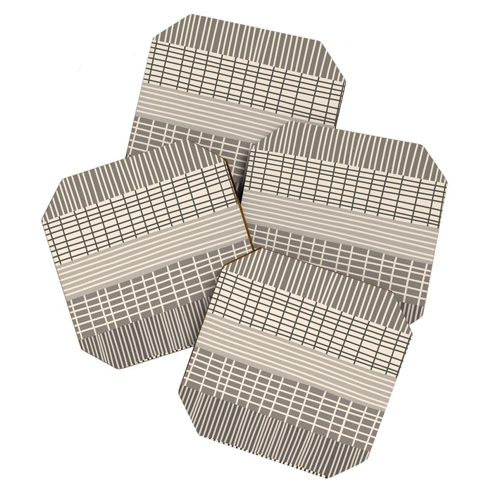 Neutral Finnish Patchwork Stripe Pattern Coaster Gallery Image 1