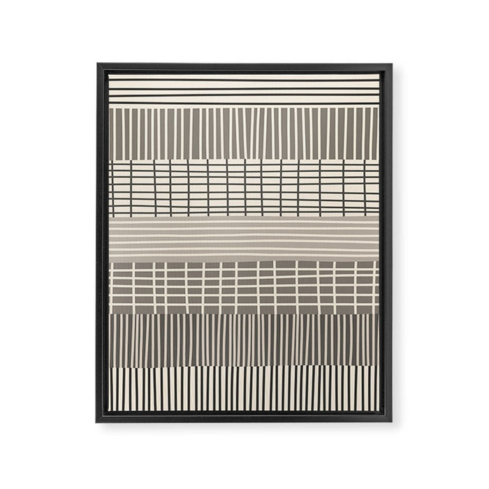 Neutral Finnish Patchwork Stripe Pattern Framed Canvas Print Gallery Image 1