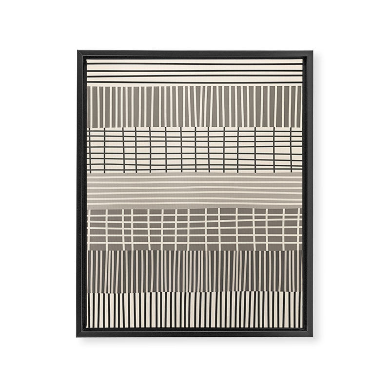 Neutral Finnish Patchwork Stripe Pattern Framed Canvas Print Gallery Image 6
