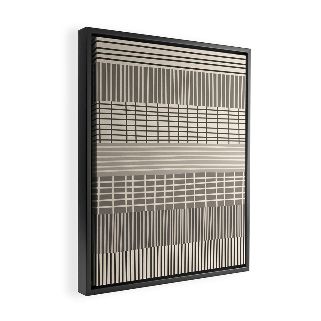 Neutral Finnish Patchwork Stripe Pattern Framed Canvas Print Gallery Image 2